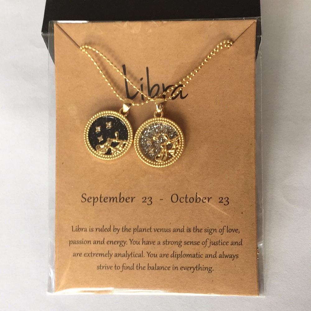 🍏50% OFF/3+...♎ Zodiac Libra double chain necklace set